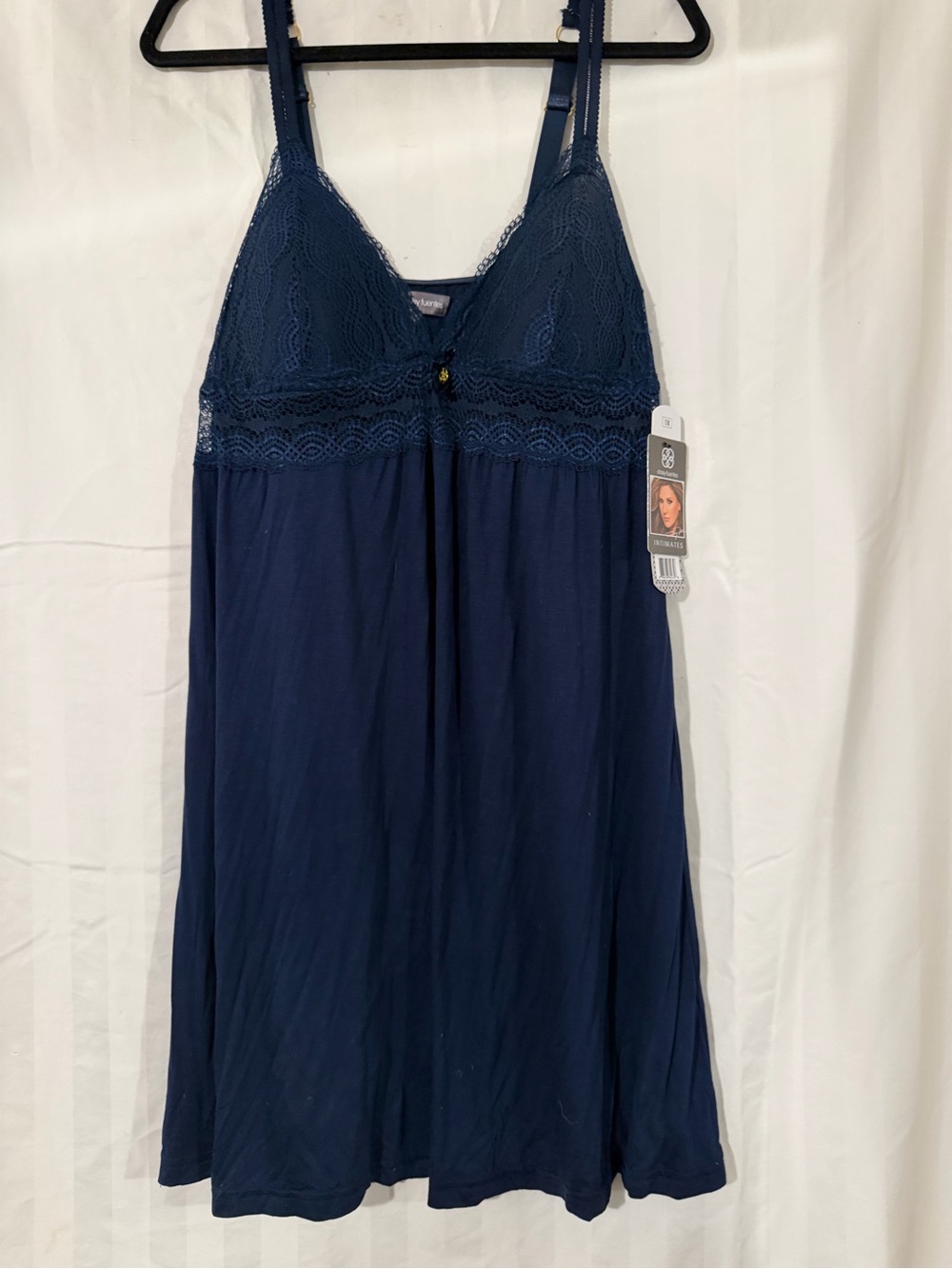 Daisy Fuentes Navy Lace-Trim Chemise